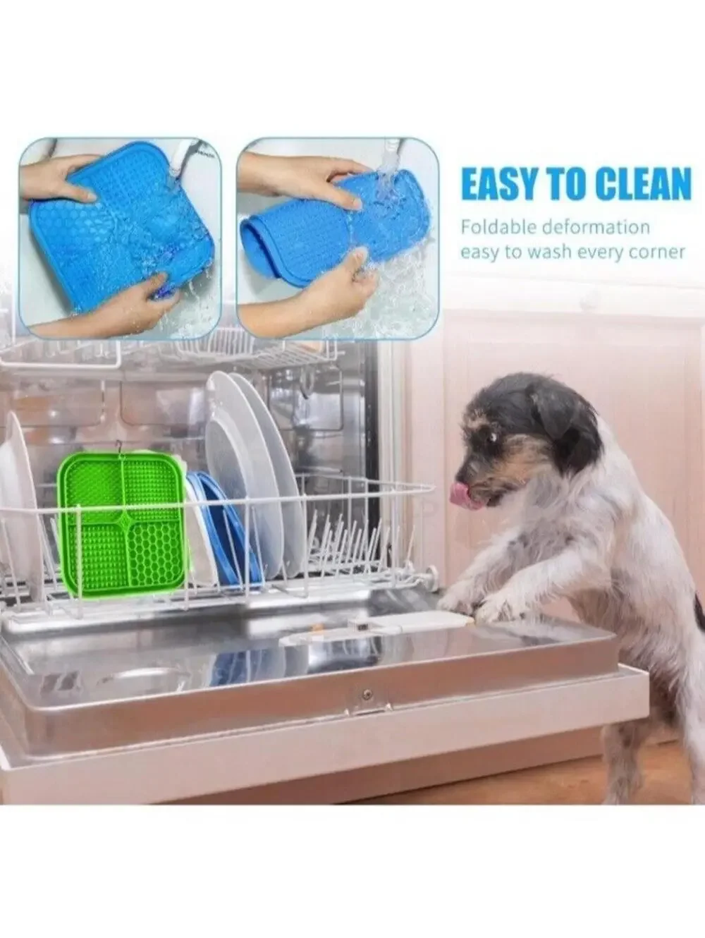 Dog Licking Mats 2pc Set Slow Feeder Lick Pads Suction Cup Base For Grooming Etc